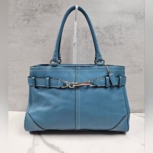 Coach Hampton Teal All Leather Satchel